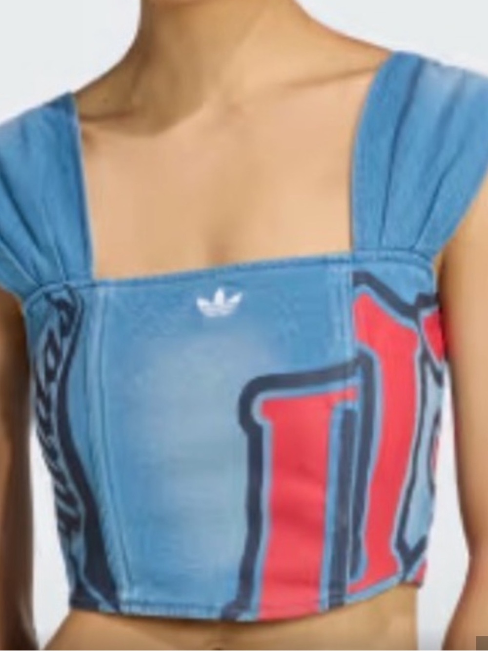 adidas Light Blue Crop Tank with Red Graphic